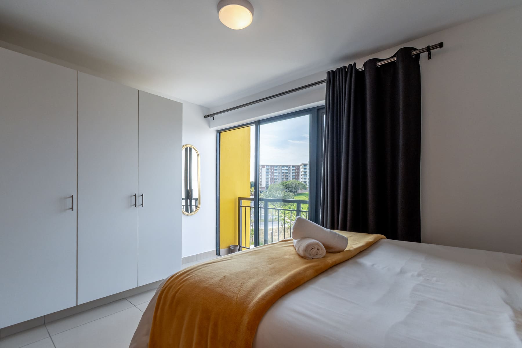 Sleeping area with a full bed